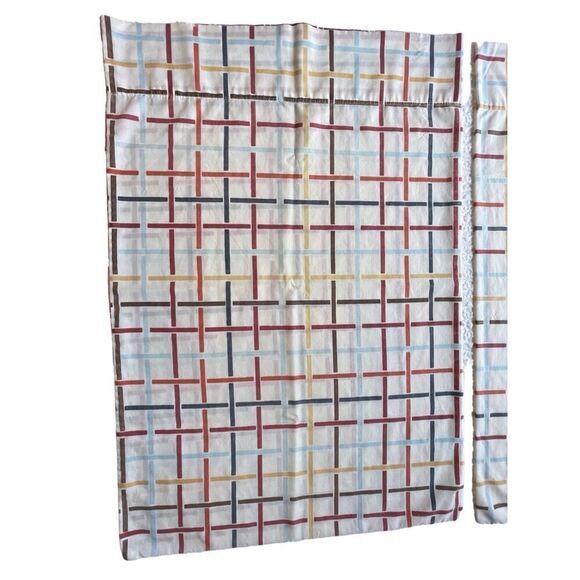 70s Vintage MCM Mid Century Geometric Print Cotton 2 Pillowcase - Picture 3 of 5